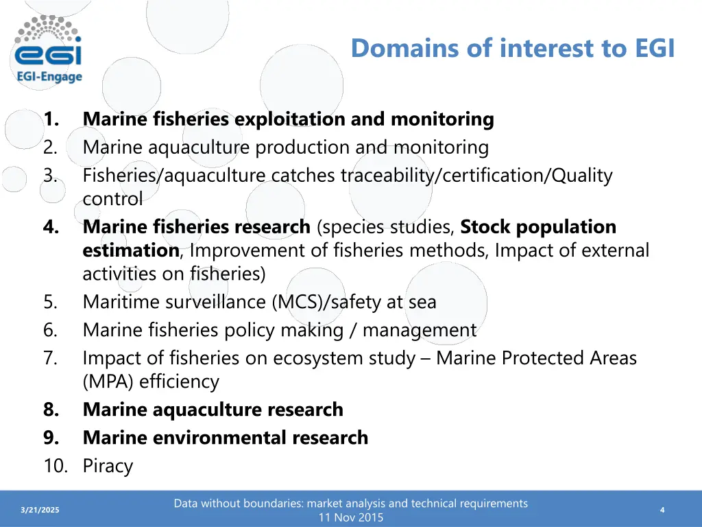 domains of interest to egi