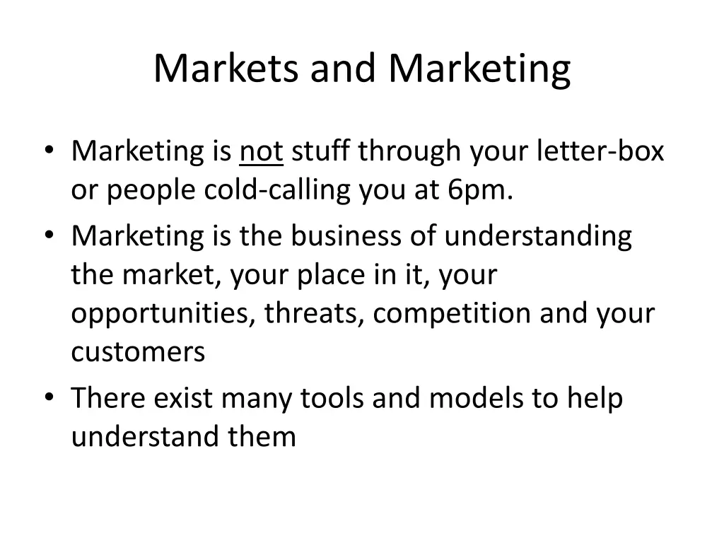 markets and marketing