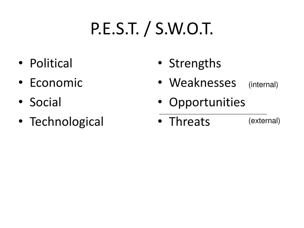 p e s t s w o t