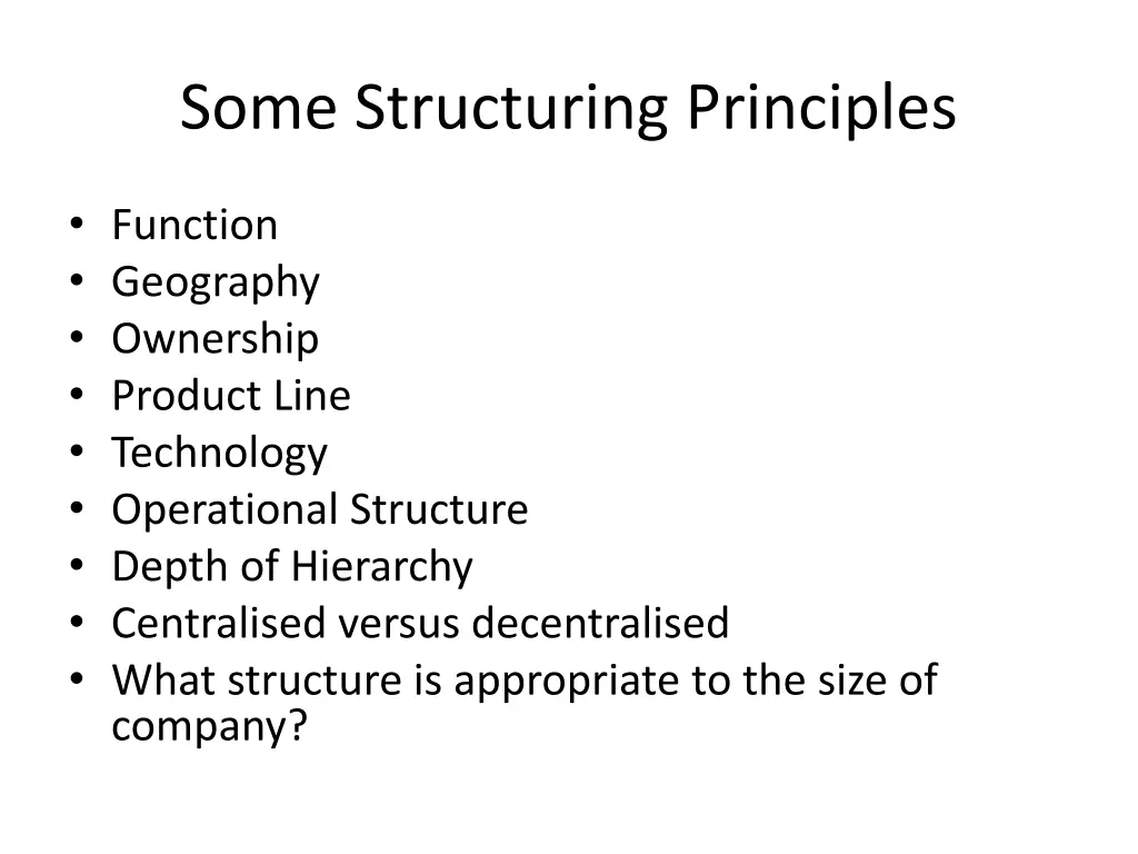 some structuring principles