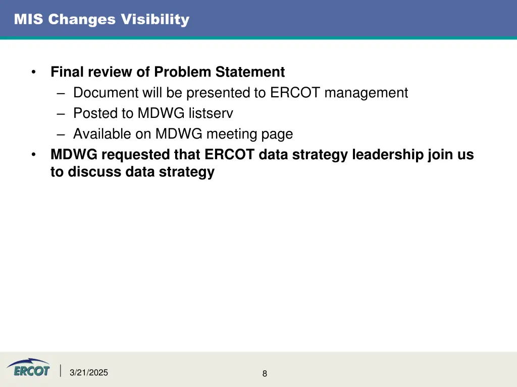 mis changes visibility