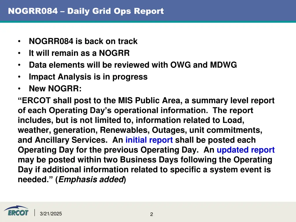 nogrr084 daily grid ops report