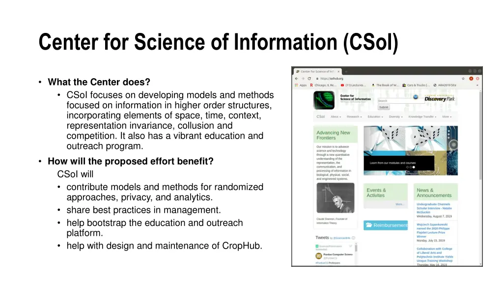 center for science of information csoi