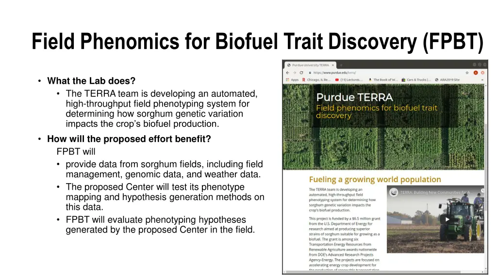 field phenomics for biofuel trait discovery fpbt