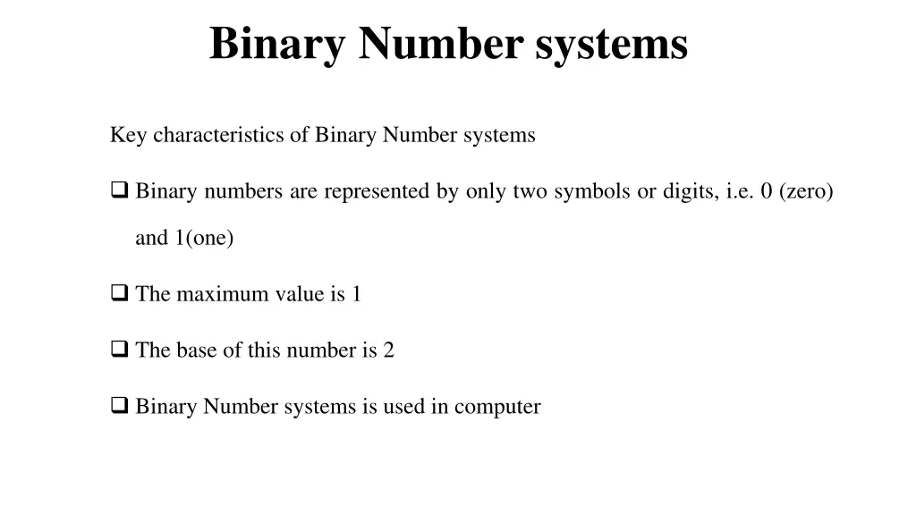 binary number systems