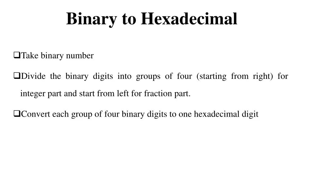 binary to hexadecimal