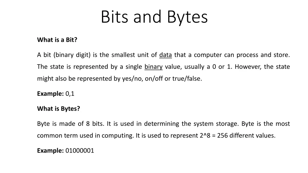 bits and bytes