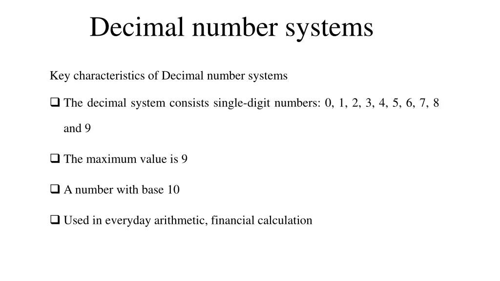 decimal number systems