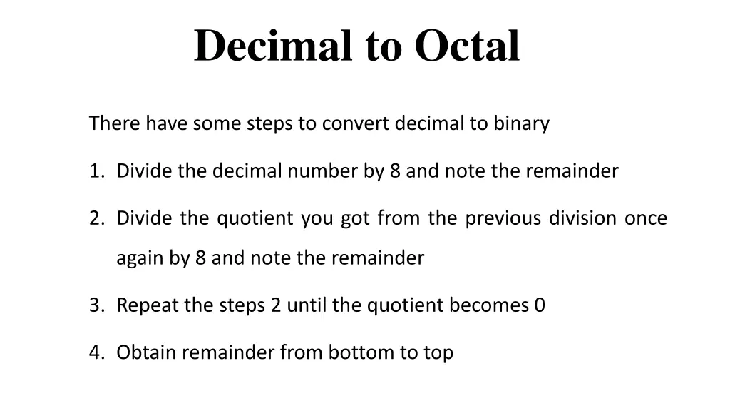 decimal to octal
