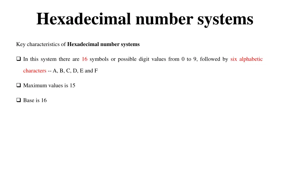 hexadecimal number systems