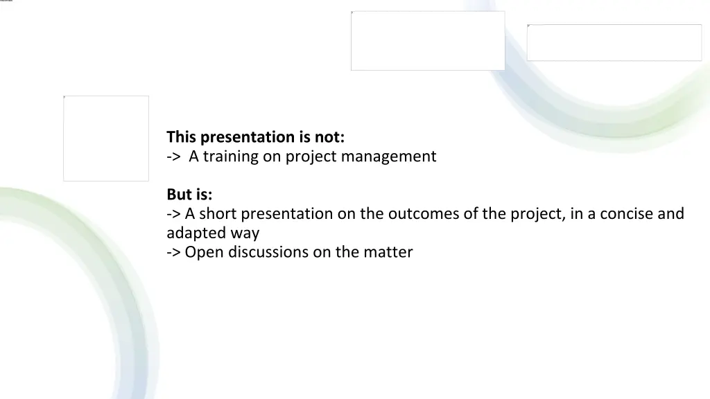 this presentation is not a training on project