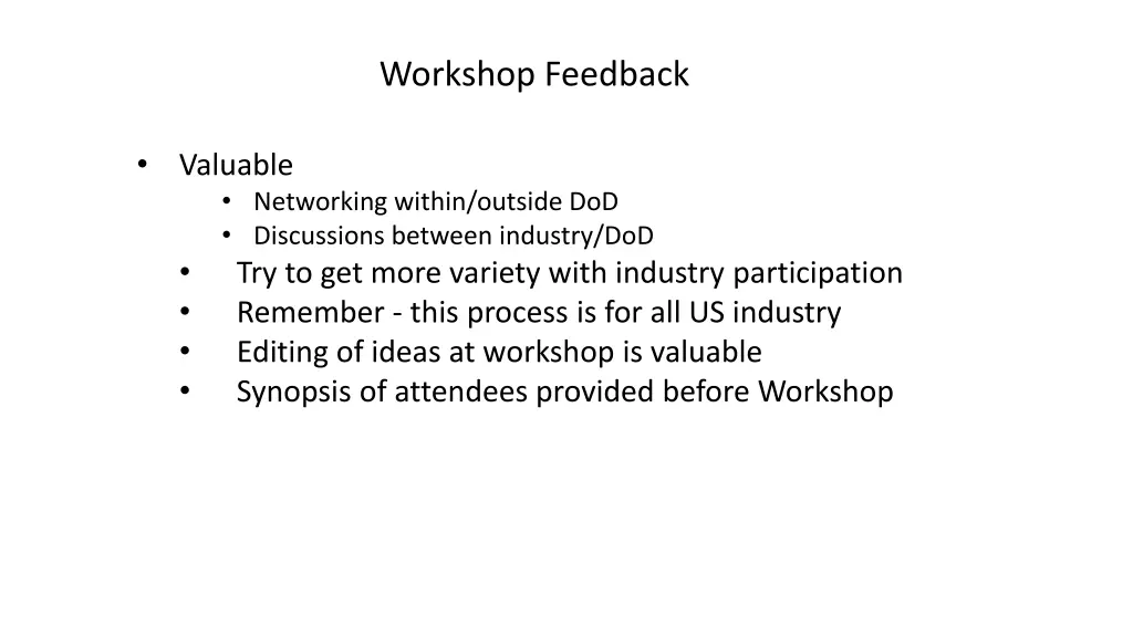 workshop feedback