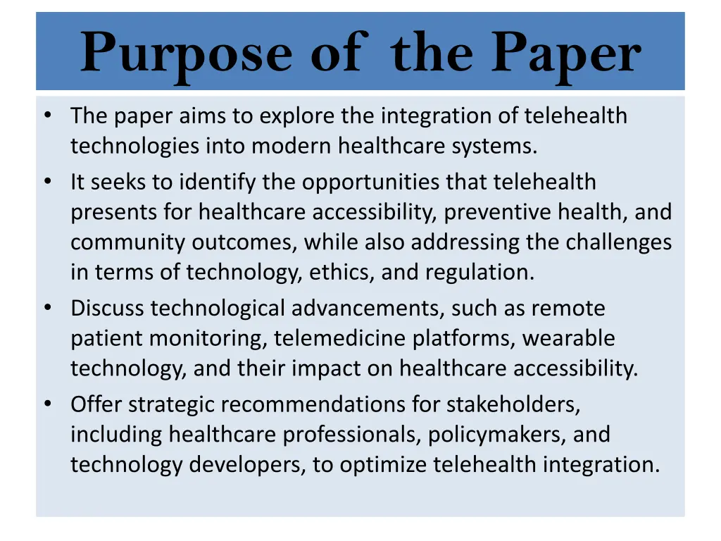 purpose of the paper