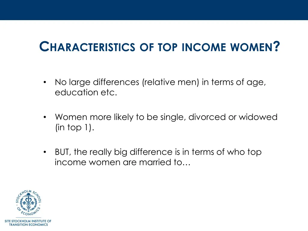 c haracteristics of top income women