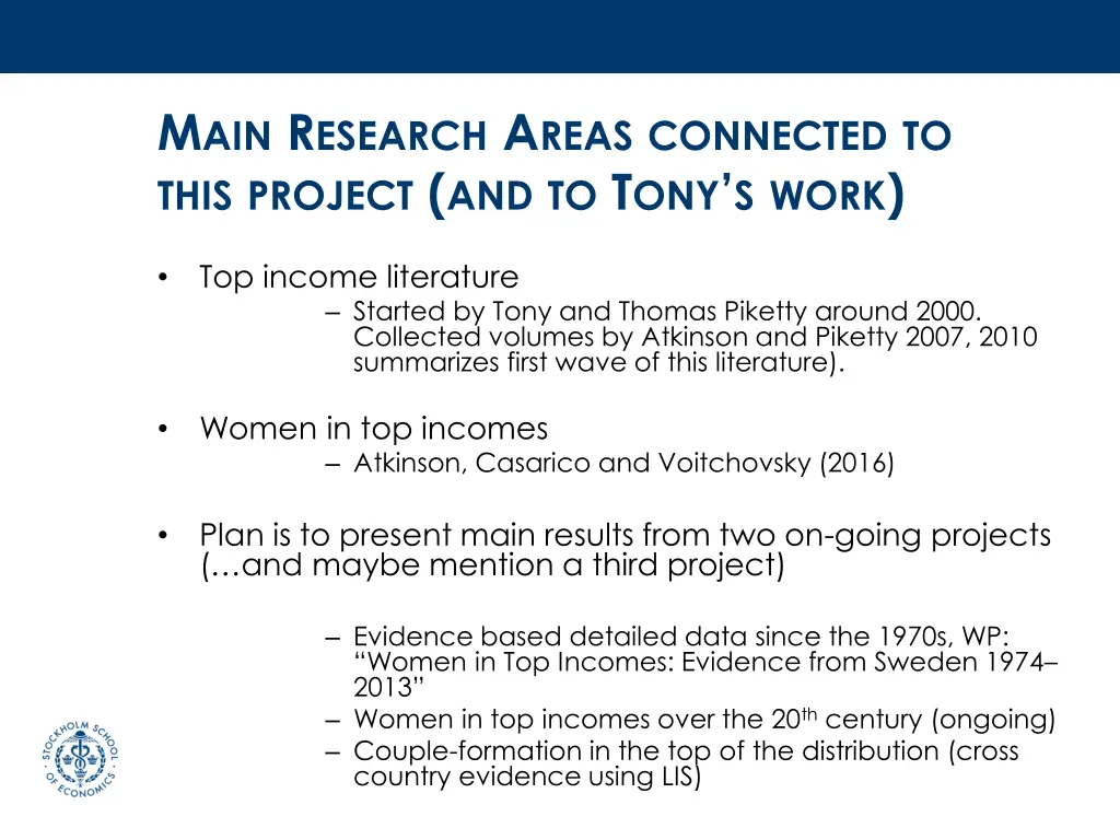 m ain r esearch a reas connected to this project
