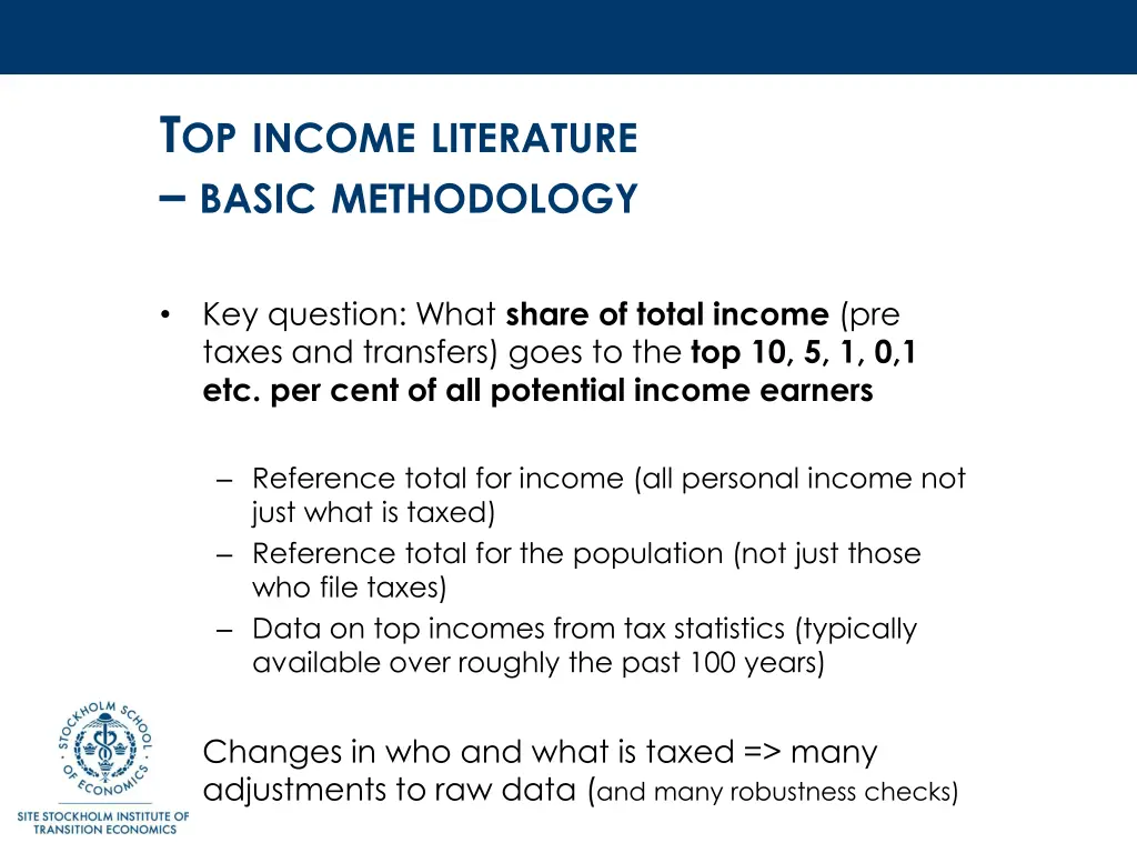 t op income literature basic methodology