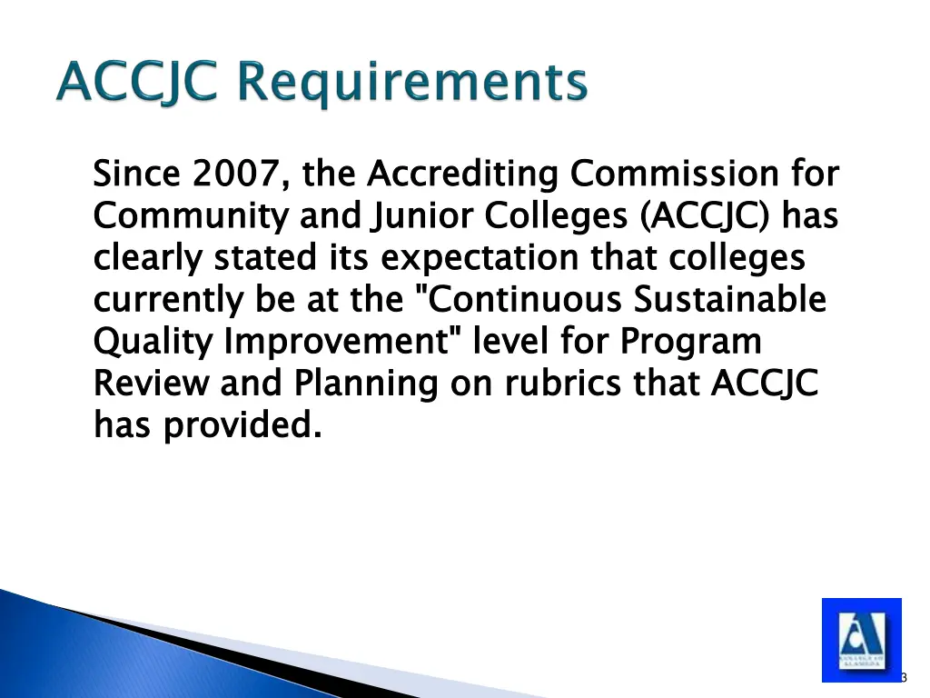 since community and junior colleges accjc