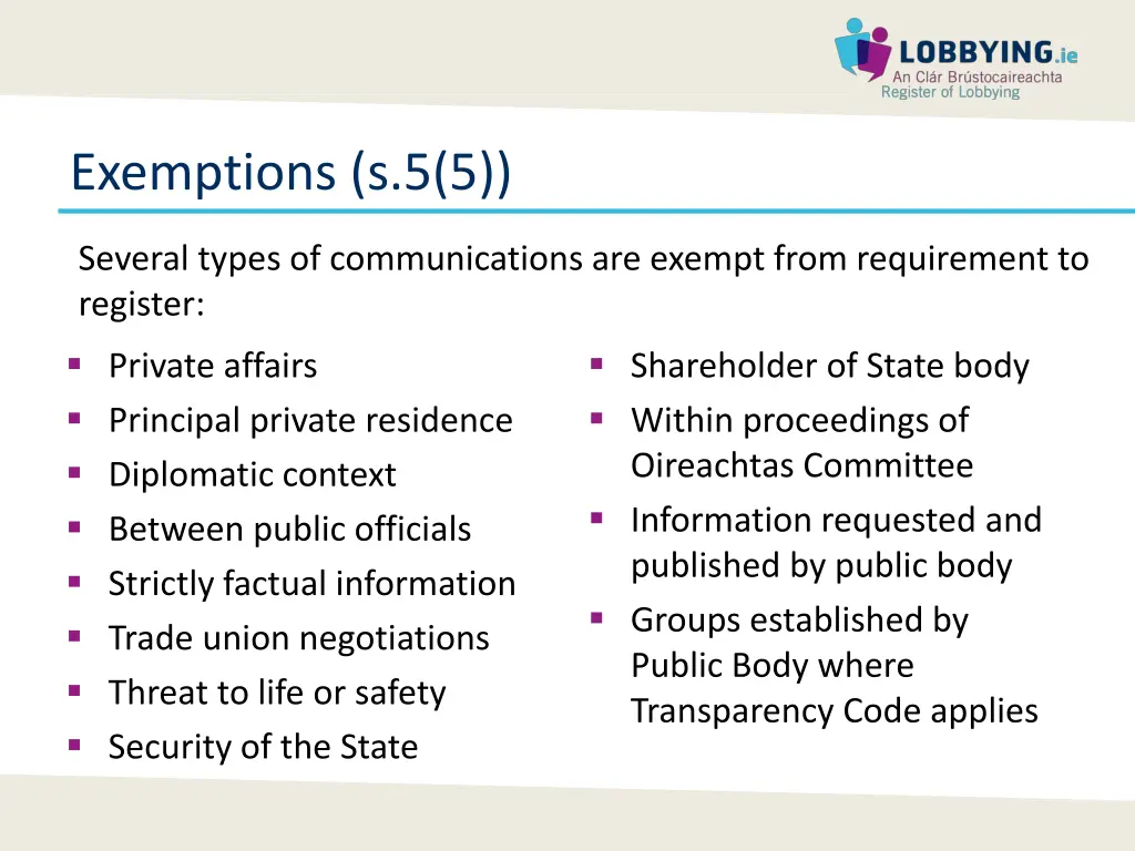 exemptions s 5 5