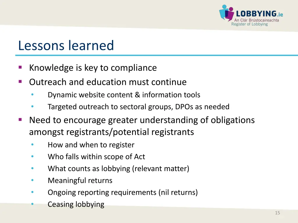 lessons learned