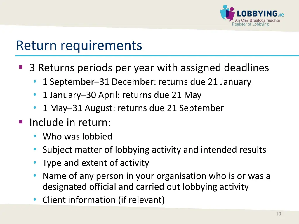 return requirements