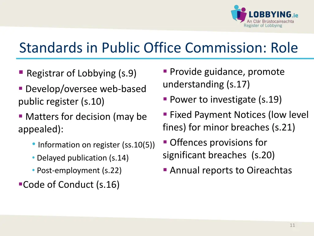 standards in public office commission role