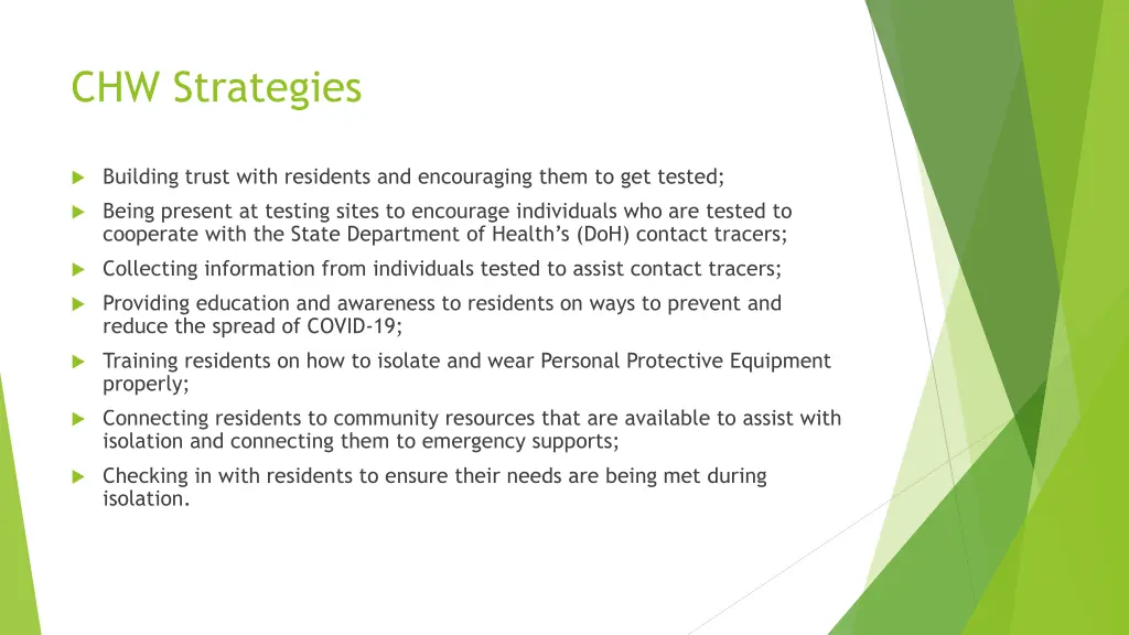 chw strategies