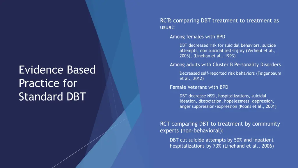 rcts comparing dbt treatment to treatment as usual
