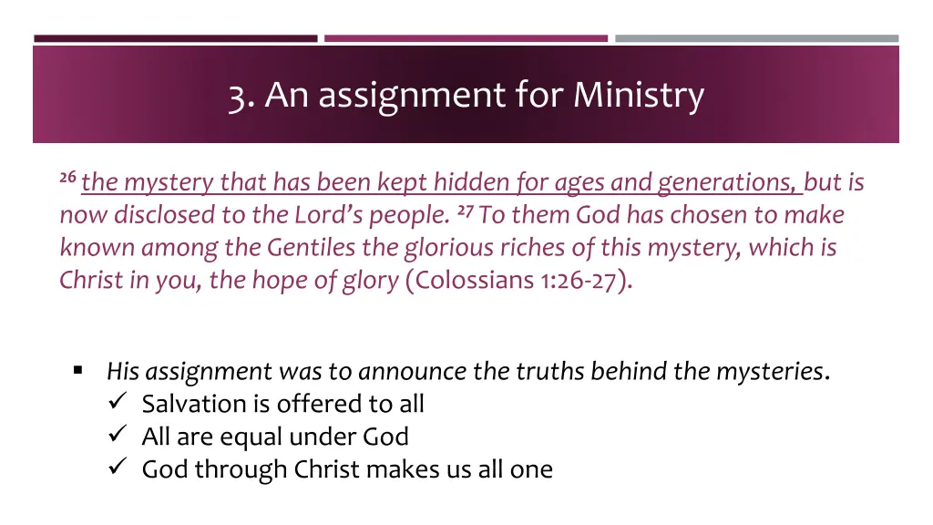 3 an assignment for ministry