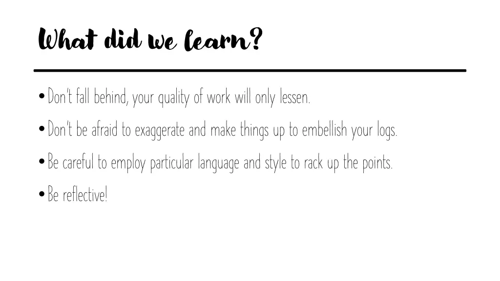 what did we learn