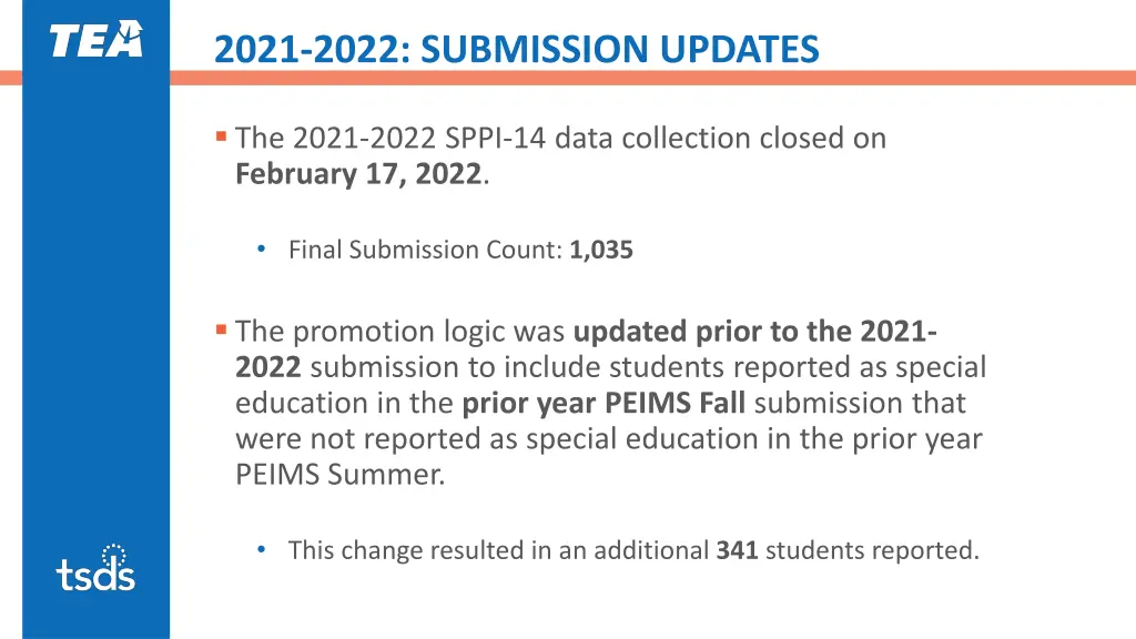 2021 2022 submission updates