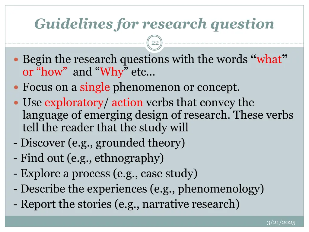 guidelines for research question