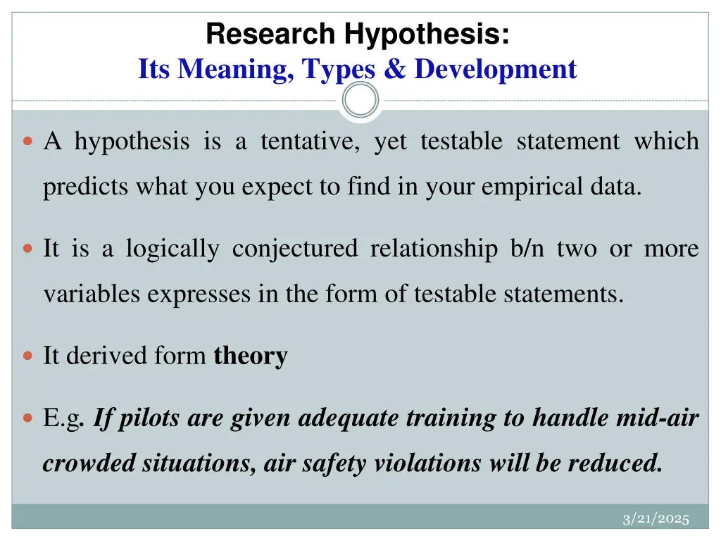 research hypothesis its meaning types development
