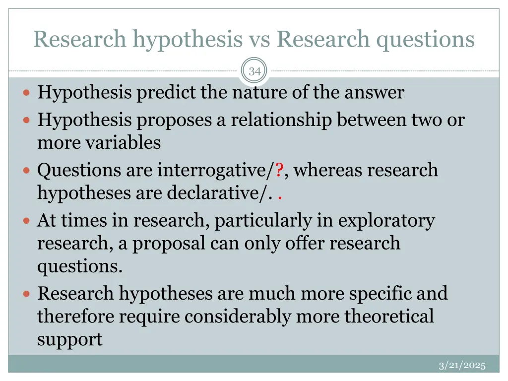 research hypothesis vs research questions
