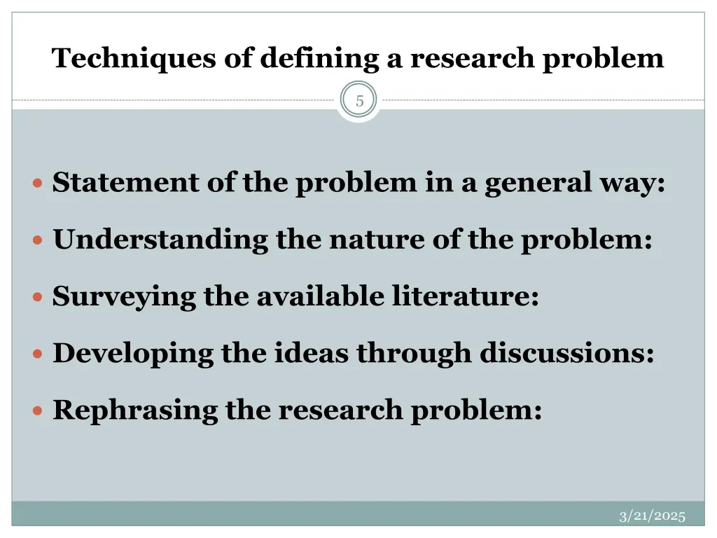 techniques of defining a research problem