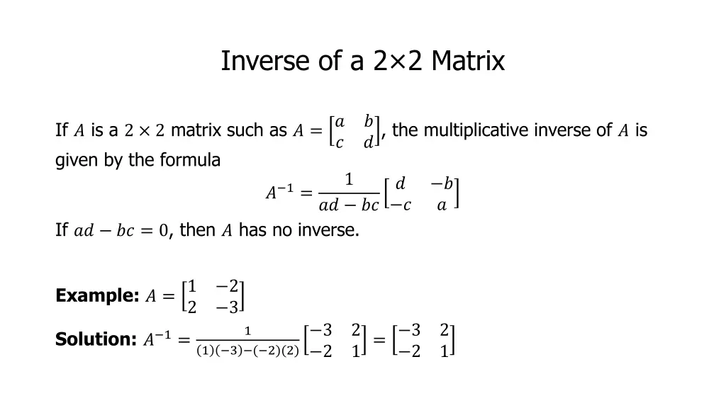 inverse of a 2 2 matrix