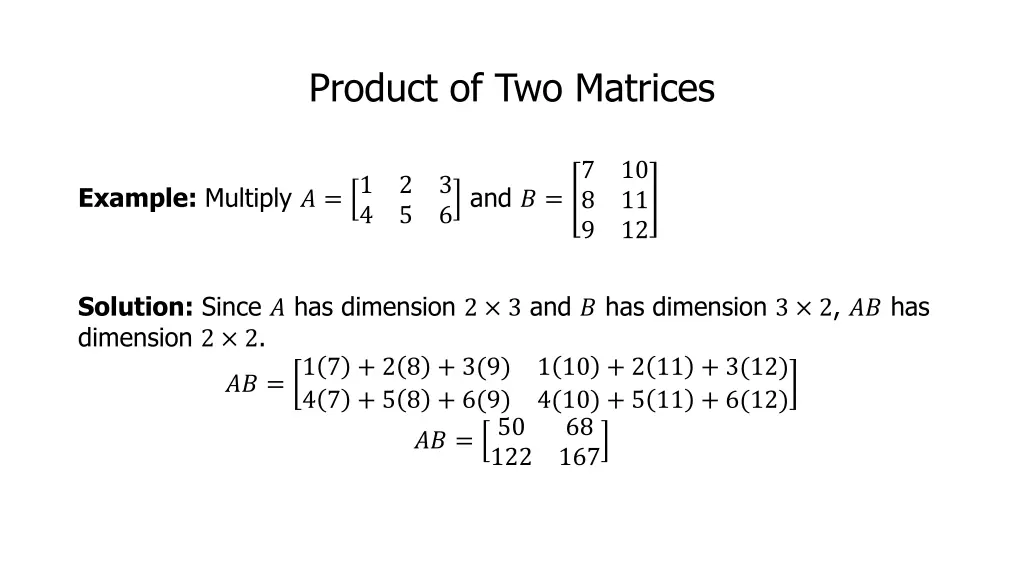 product of two matrices 1