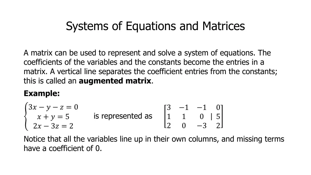 systems of equations and matrices