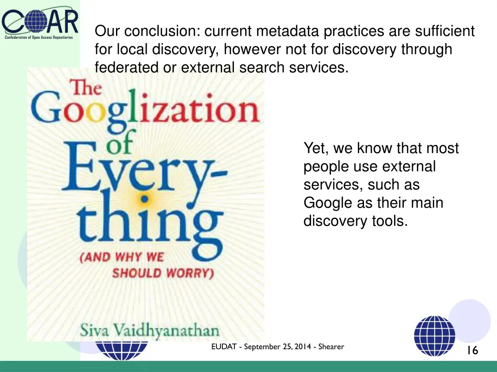our conclusion current metadata practices
