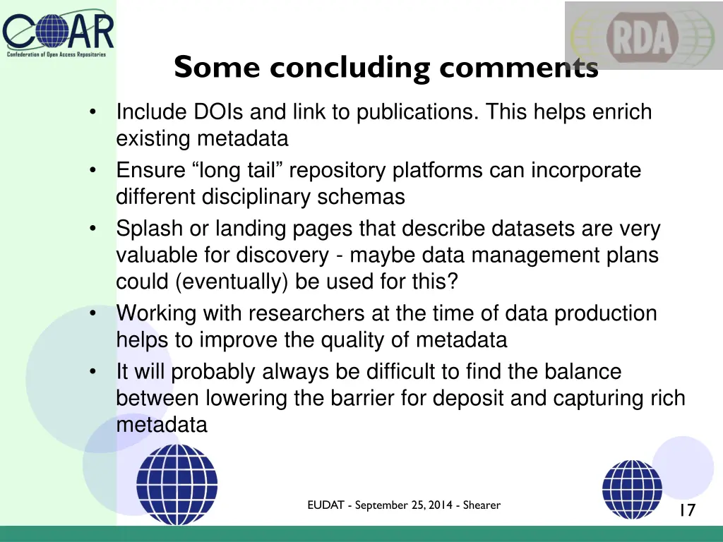 some concluding comments