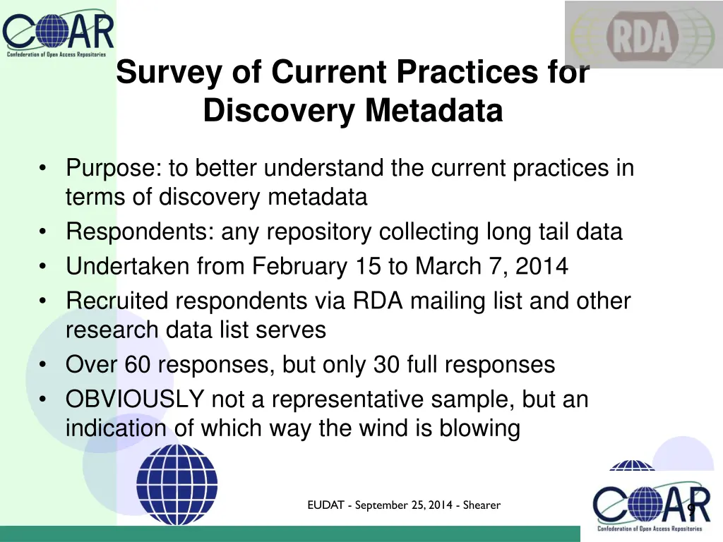 survey of current practices for discovery metadata