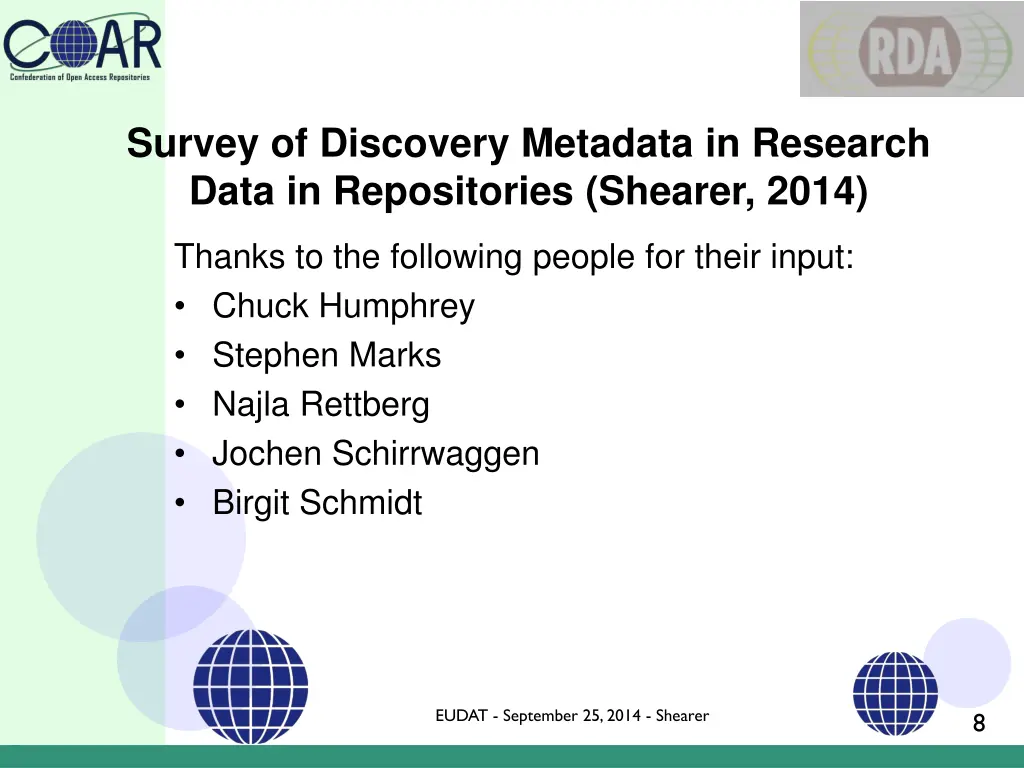 survey of discovery metadata in research data
