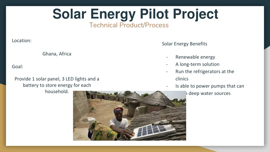 solar energy pilot project