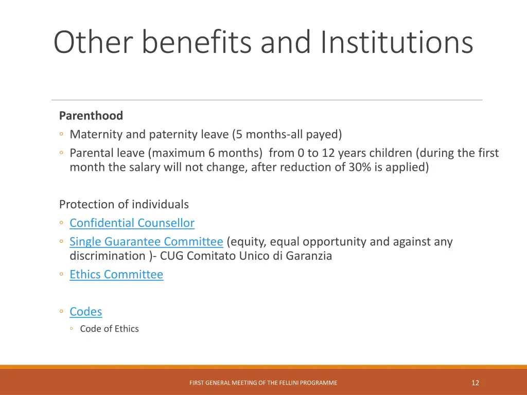 other benefits and institutions