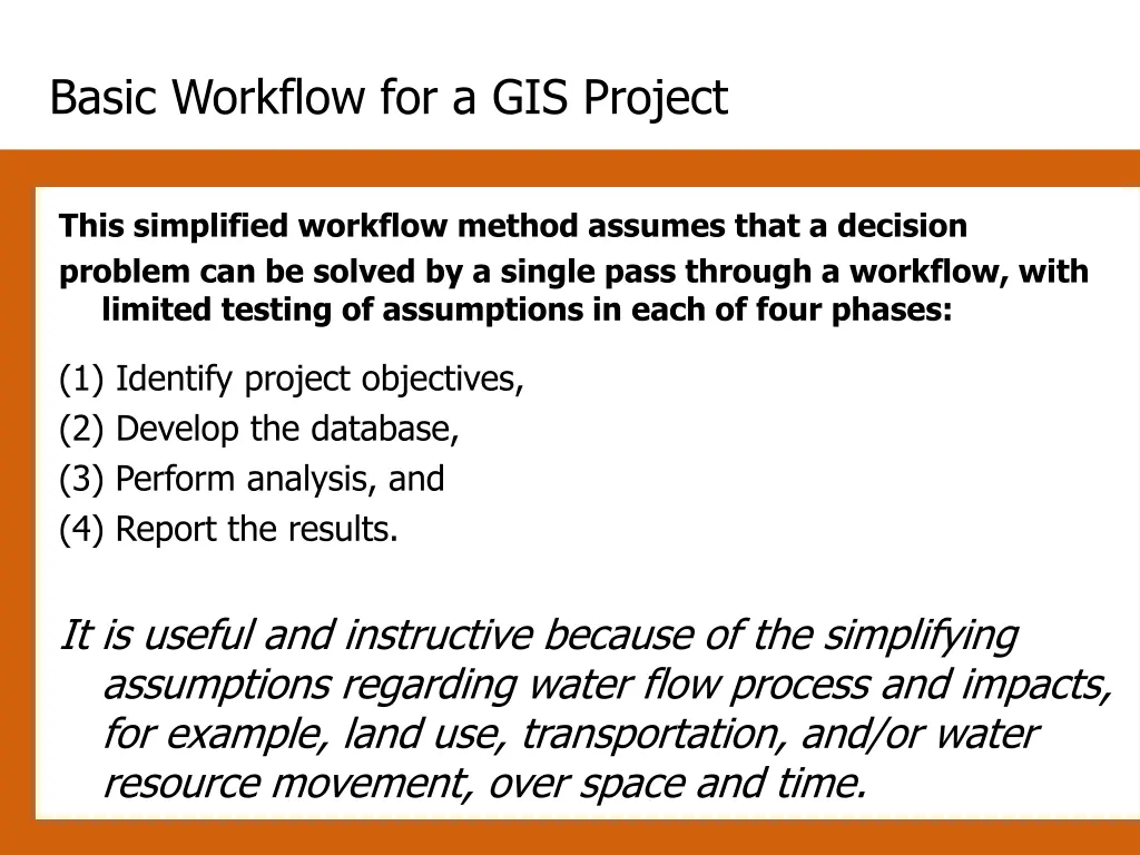 basic workflow for a gis project