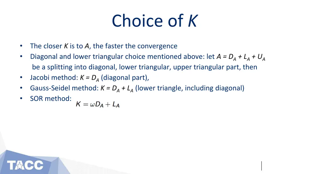 choice of k