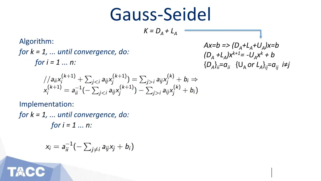 gauss seidel k d a l a