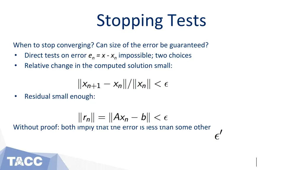 stopping tests