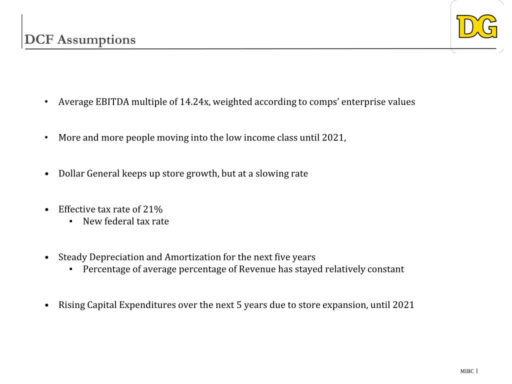 dcf assumptions