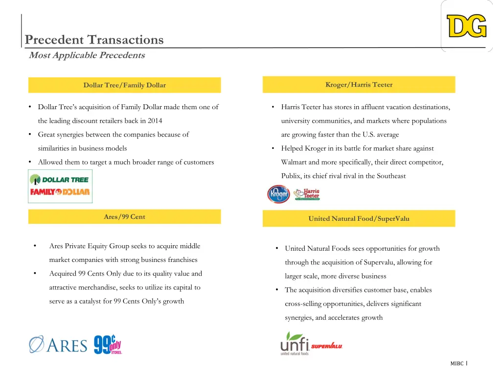 precedent transactions most applicable precedents