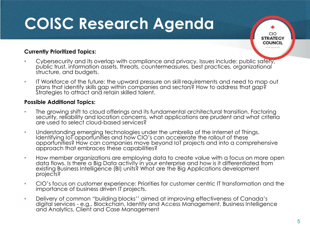 coisc research agenda